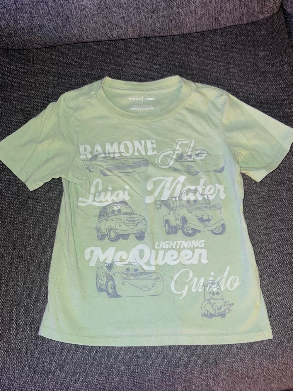 Disney Cars Light Green Kids T-Shirt featuring Lightning McQueen